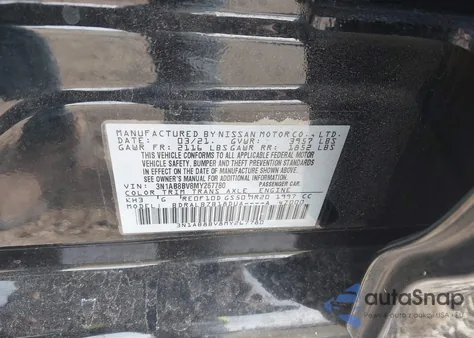 2021 Nissan Sentra S Xtronic Cvt z USA, uszkodzony, nr VIN 3N1AB8BV8MY267780